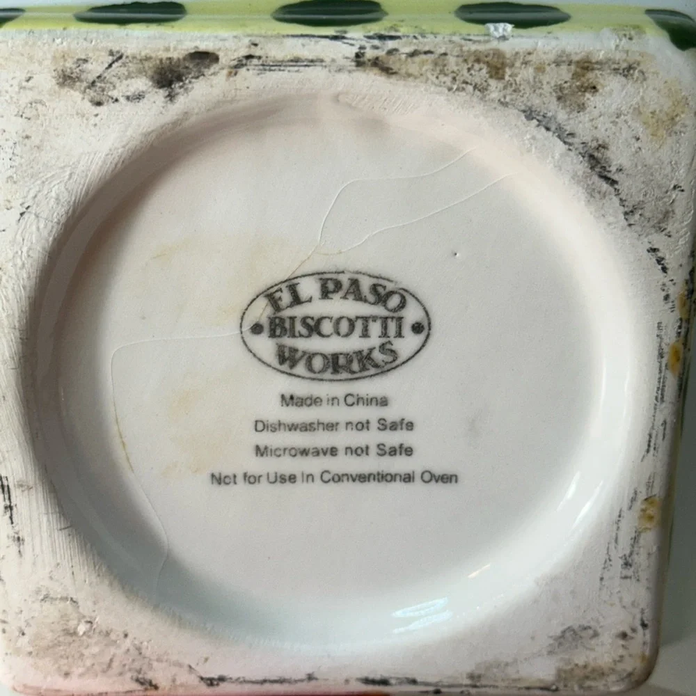 El Paso Biscotti Works Ceramic Cookie Jar Tuscan Villa Hand Painted Canister - Picture 7 of 9